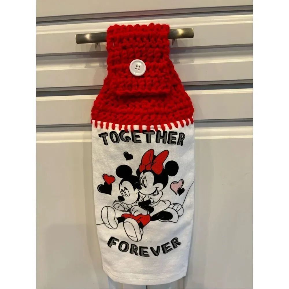 Crochet Top Kitchen Towel- Together forever-mickey-minnie